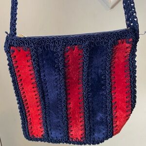 Stylish Navy and Red Italian Handbag